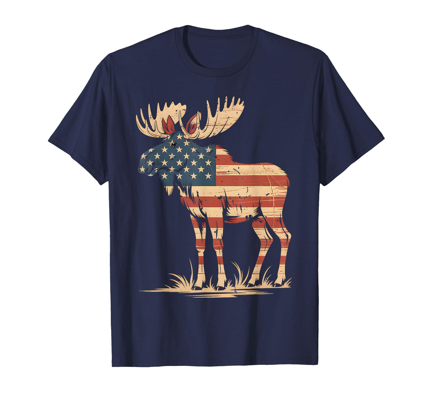 Moose American USA Flag Retro Vintage for Women Kids Men T-Shirt