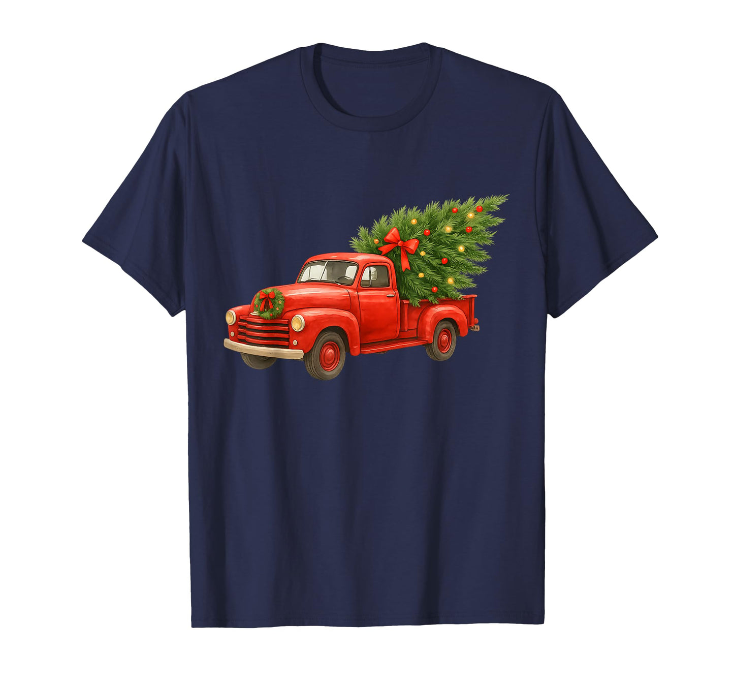 Vintage Red Truck Christmas Tree Winter Season T-Shirt