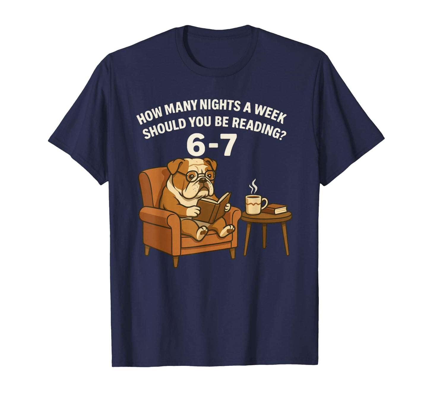 Funny English Bulldog Dog Reading Book 67 Six Seven Meme T-Shirt