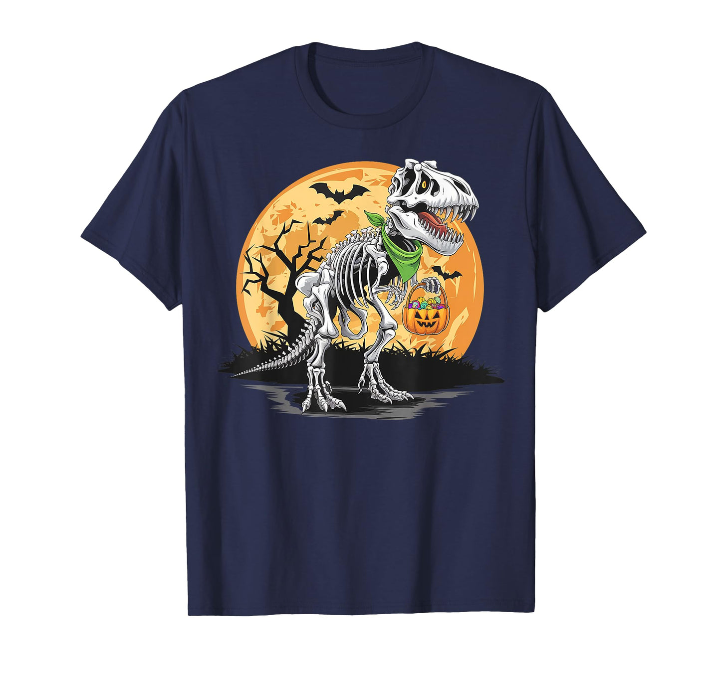 Halloween T rex Dinosaur Mummy Pumpkin For Boys Men Women T-Shirt