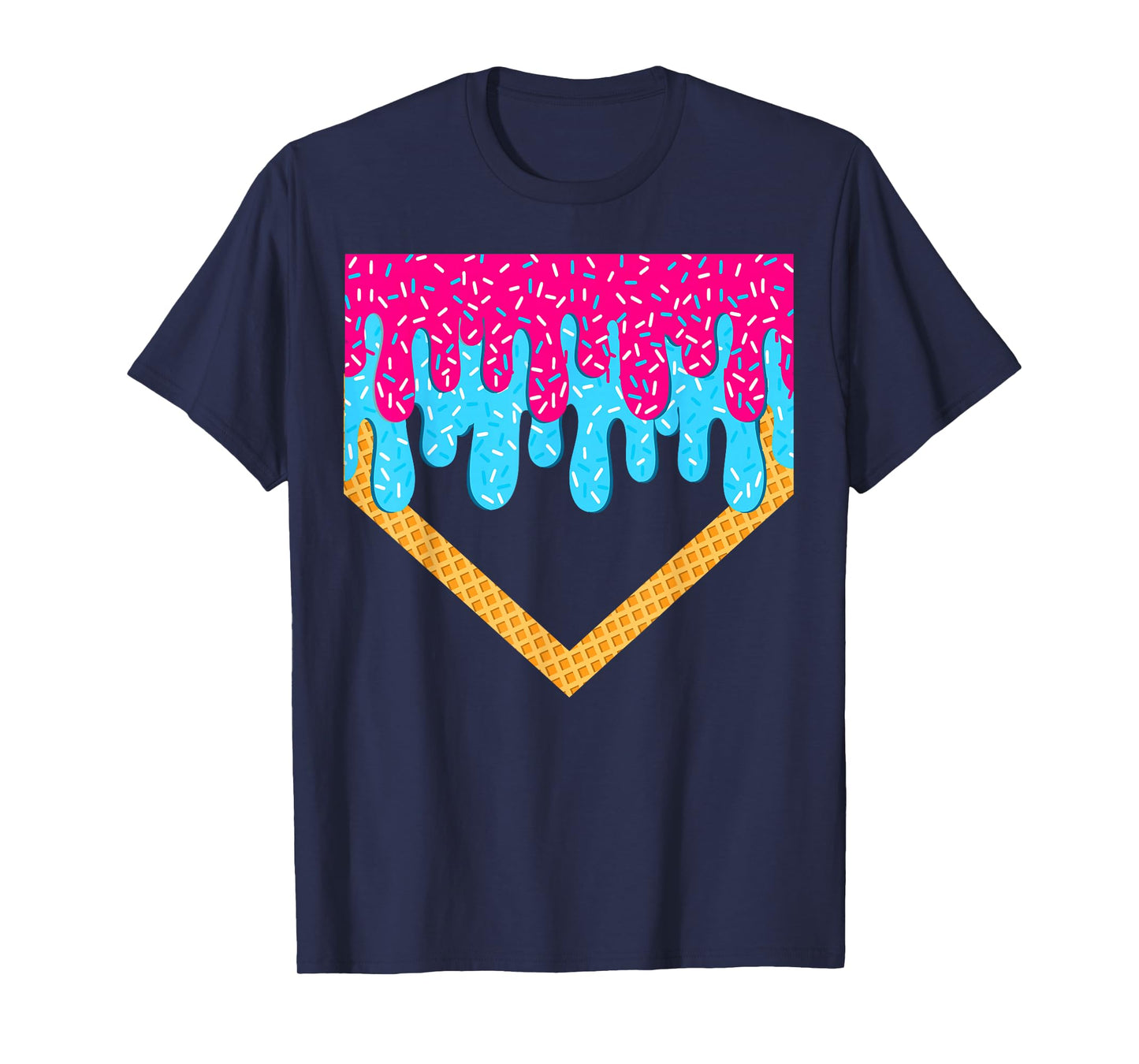 Baseball Drip Boys Home Plate Ice Cream Sprinkles Sport Fans T-Shirt