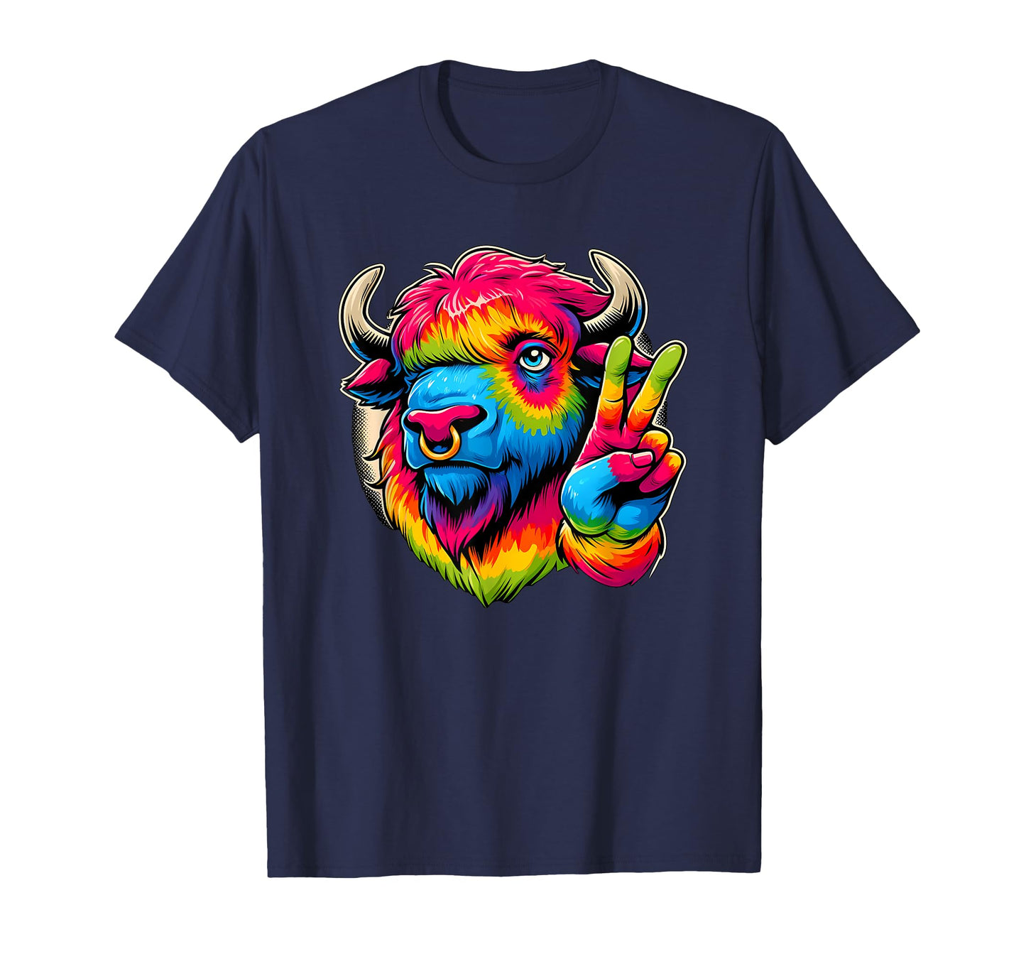 Peace Sign Tie Dye Bison T-Shirt