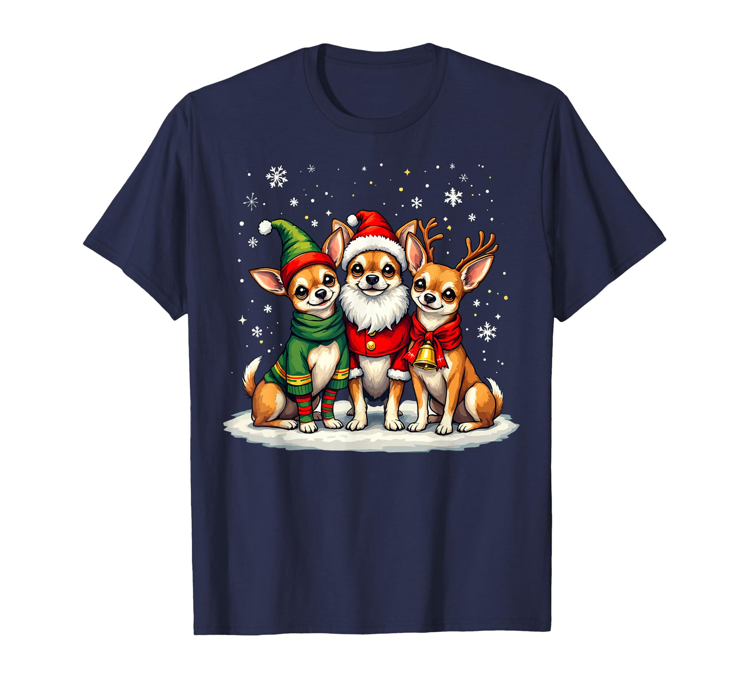 Chihuahua Christmas Dogs Funny Santa Reindeer Elf Holiday T-Shirt