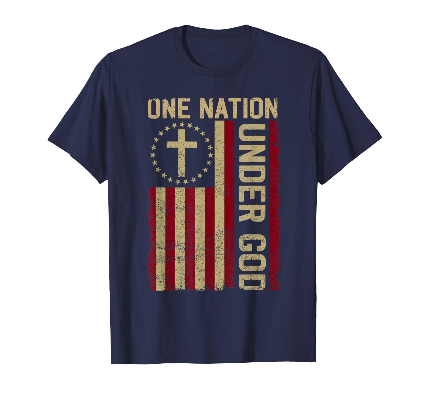 ONE NATION UNDER GOD - Christian USA Vintage American Flag Women Kids Men T-Shirt