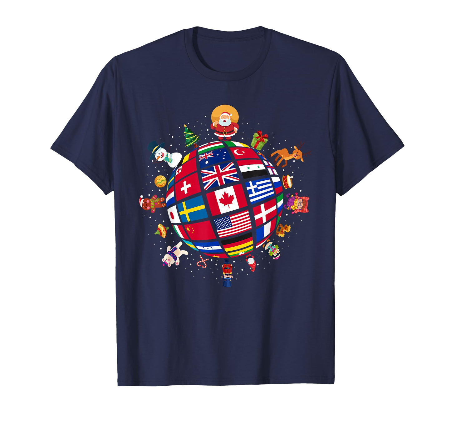 Flags Of The World Christmas Around The Globe T-Shirt