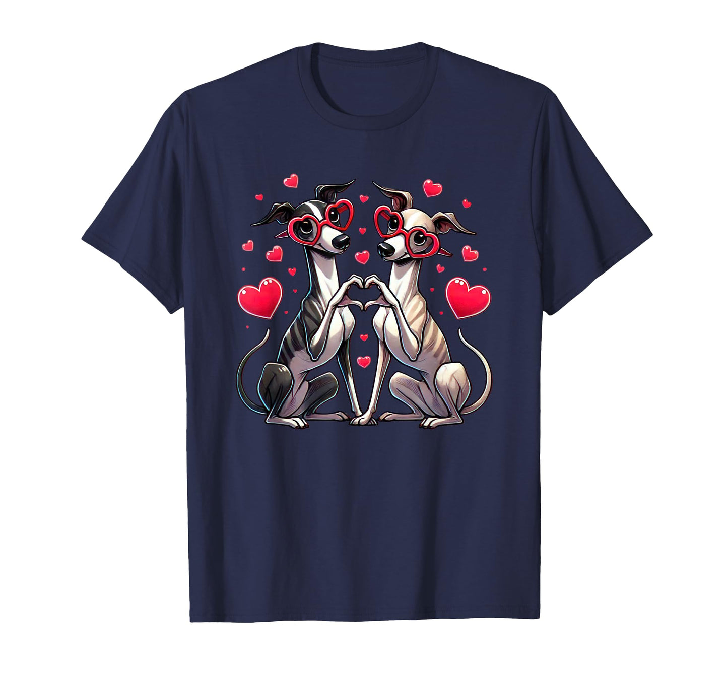 Heart Sign Hand Whippet Valentine Dog Womens Mens Kids T-Shirt