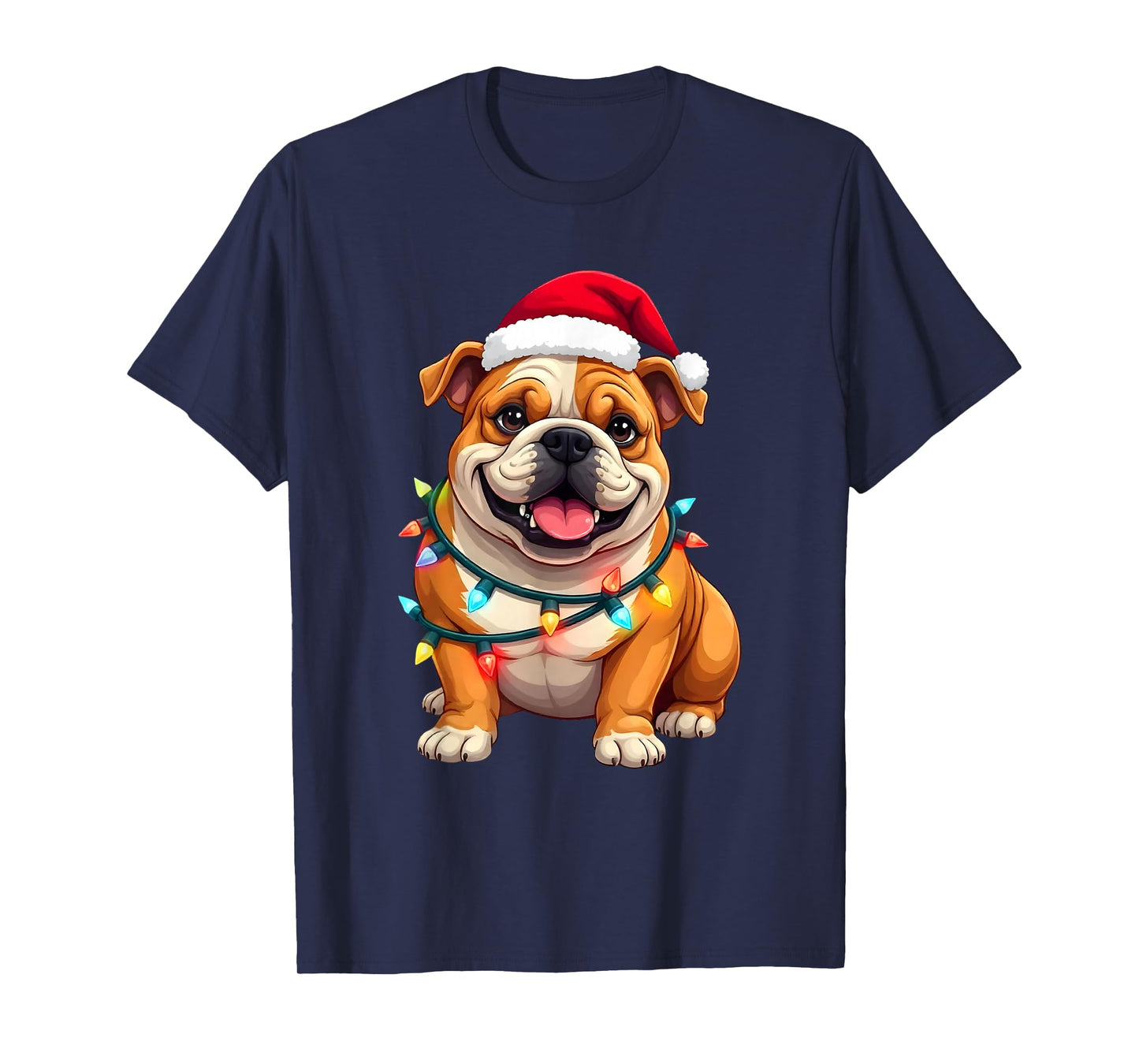Cute English Bulldog Christmas Santa Pet Dog Lover T-Shirt
