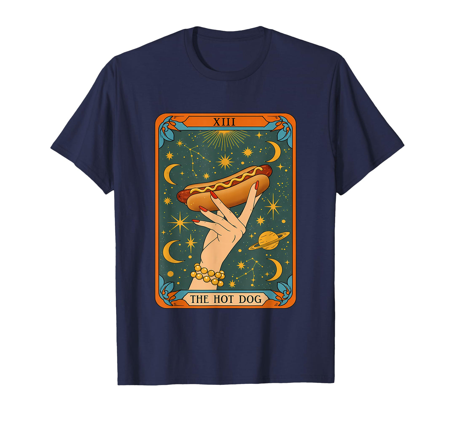 Witchy Hot Dog Tarot Shirt Vintage Astrology Food Meme T-Shirt for Men Women Kids