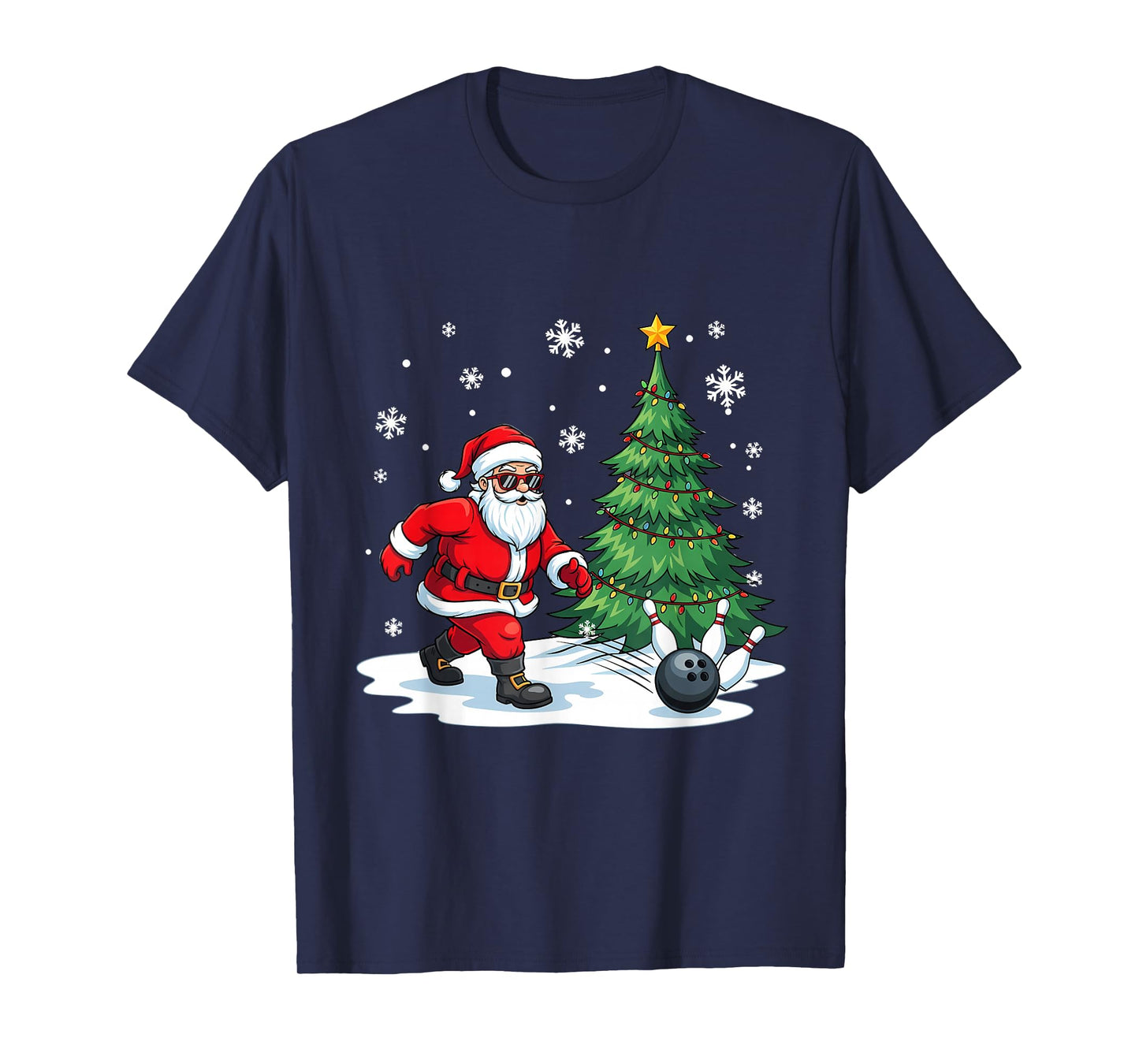 Merry Christmas Santa Playing Bowling Sport Lovers T-Shirt