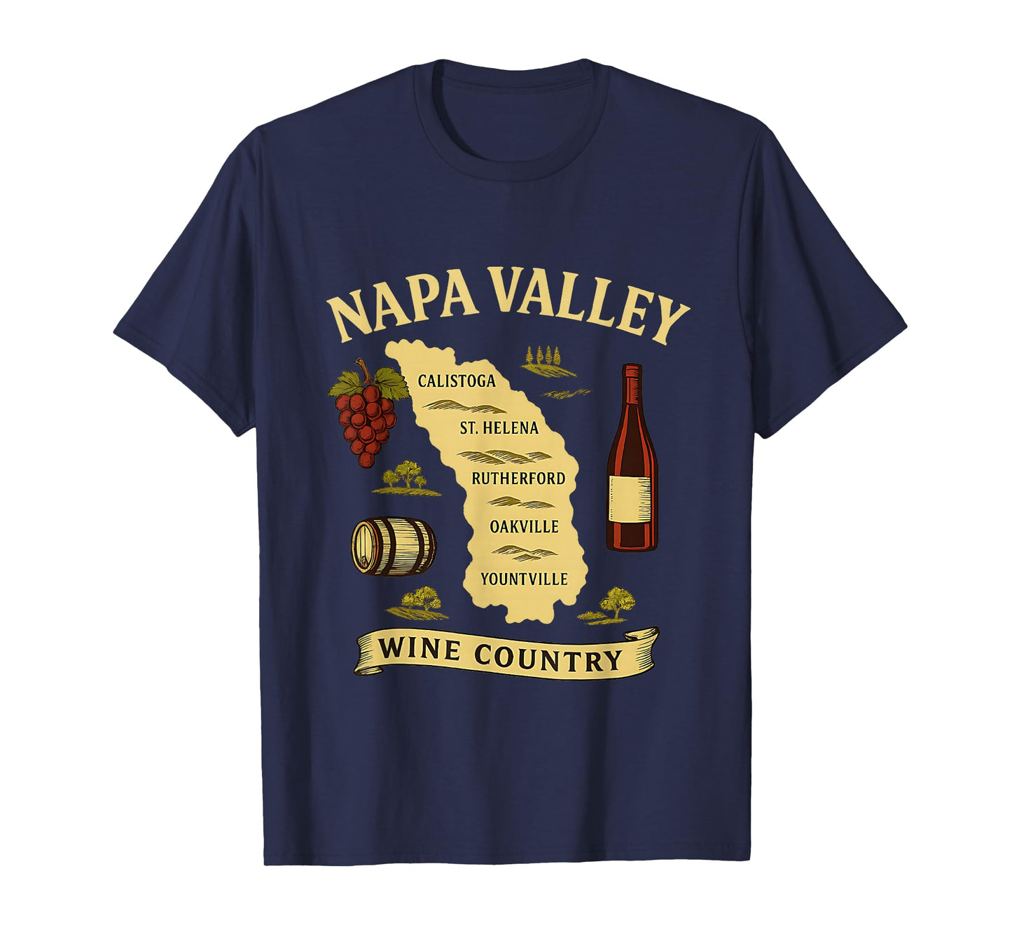 Napa Valley Wine Country Map California Vineyard T-Shirt