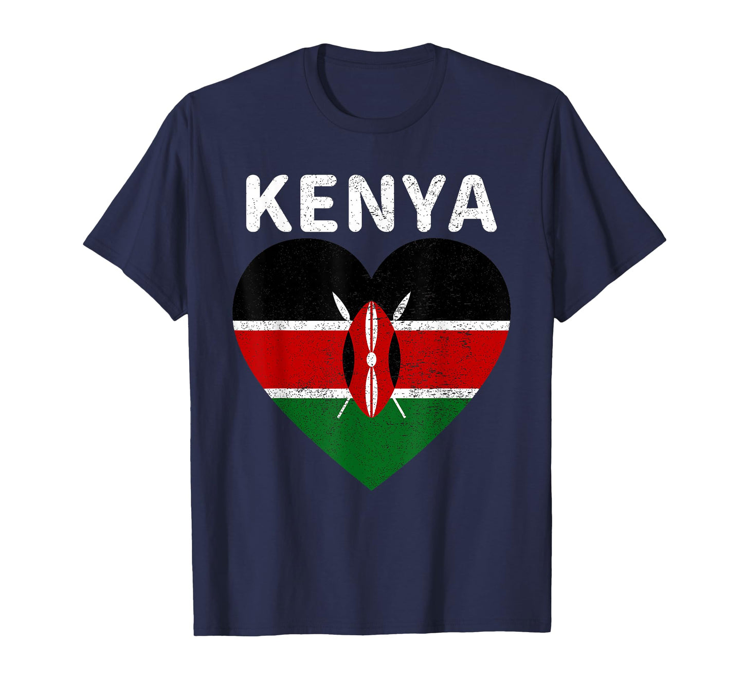 I Love Kenya Kenyan Africa Pride Flag Print Vintage Retro T-Shirt