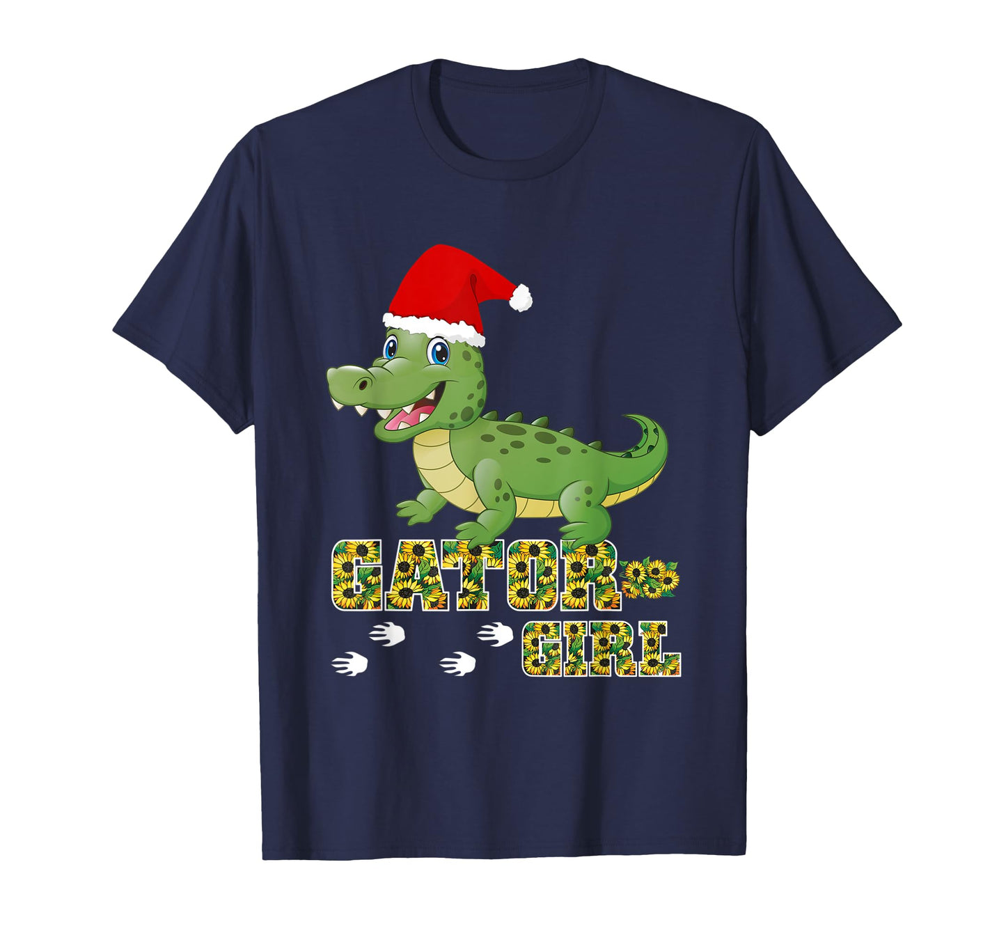 Christmas Gator Girl Santa Hat Florida Alligator Crocodile T-Shirt