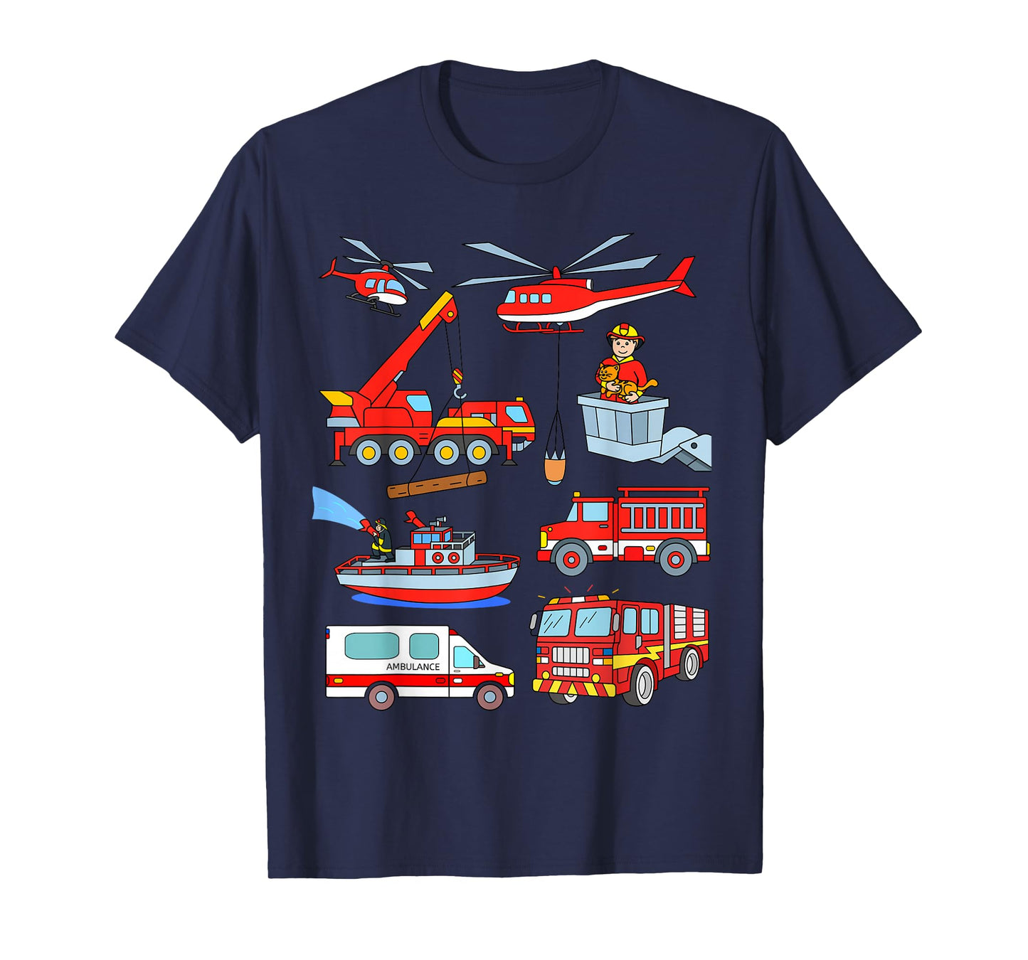 Firetruck Boys Men Firefighter Fireman Fire Engine Truck T-Shirt