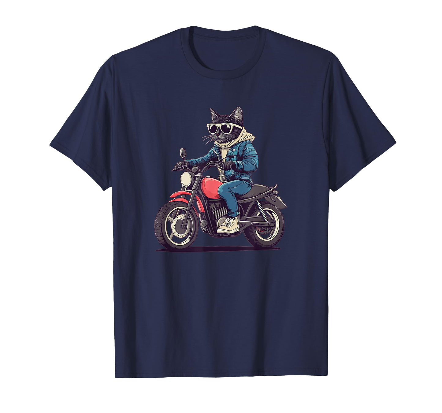 Cool Cat with Motorbike for Motorcycle Season and Biker Men Women Kids T-Shirt