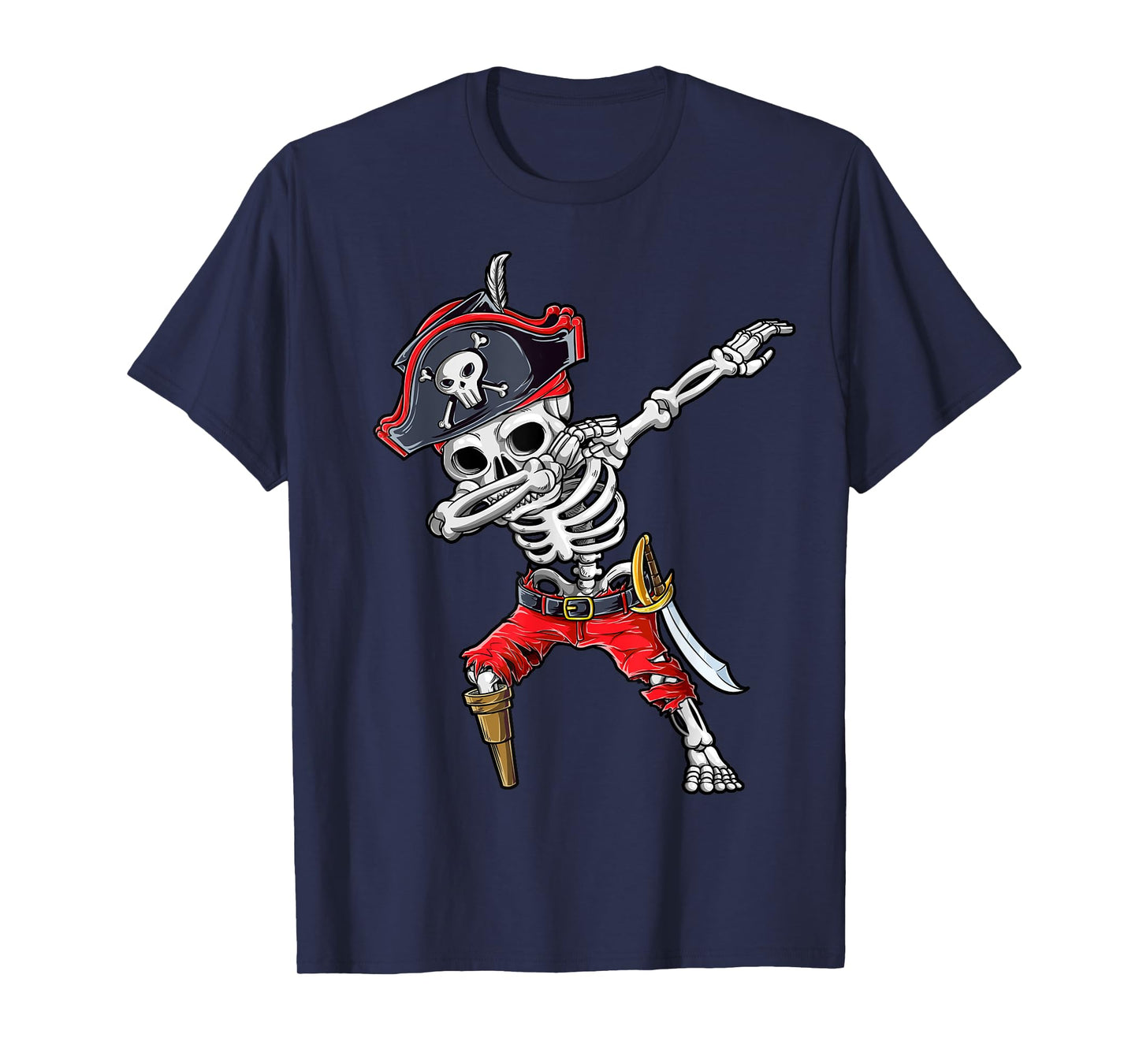 Dabbing Skeleton Pirate T Shirt Halloween Kids Jolly Roger T-Shirt