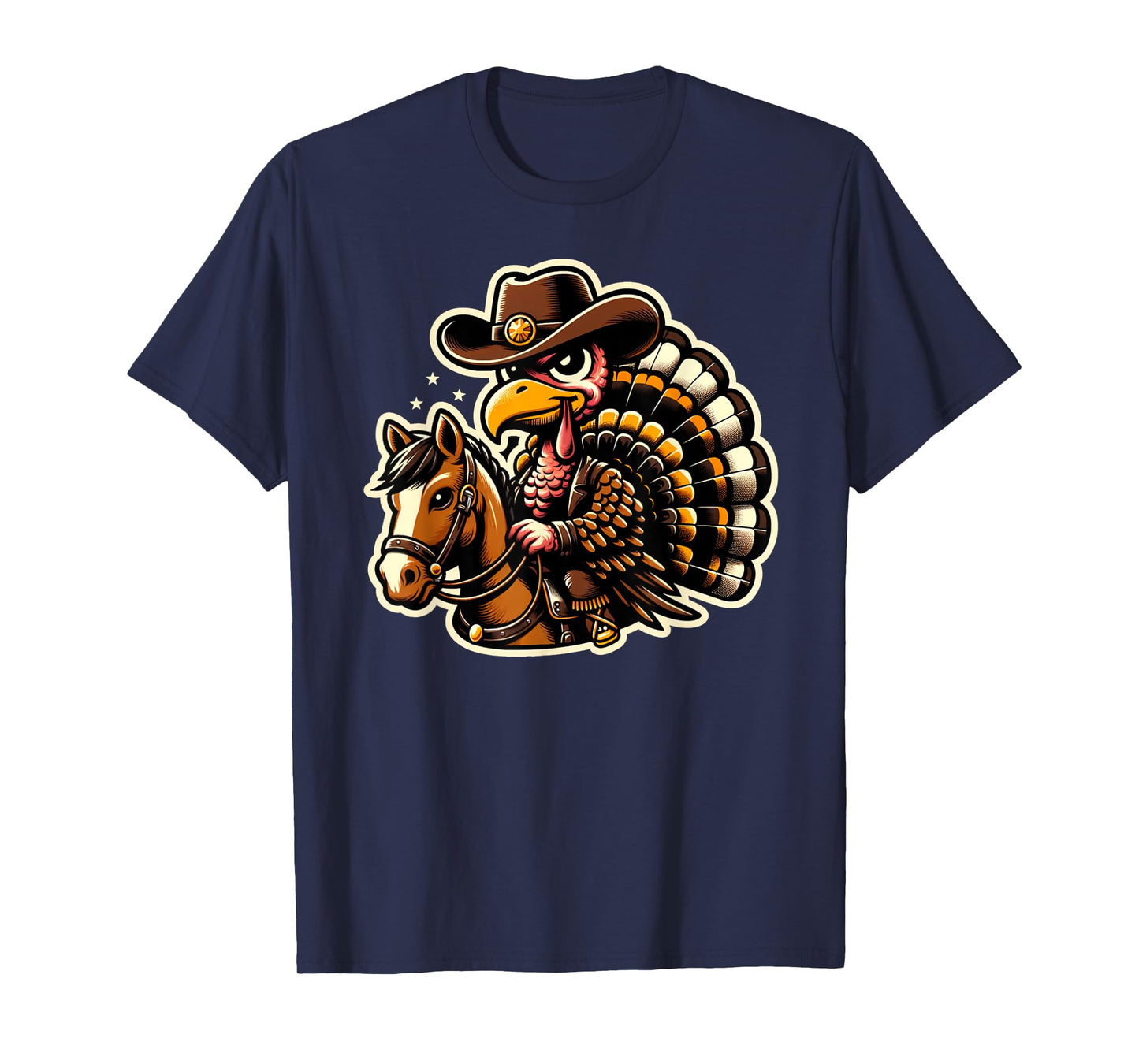 Funny Cowboy Turkey Riding Horse Thanksgiving Country Vibes T-Shirt