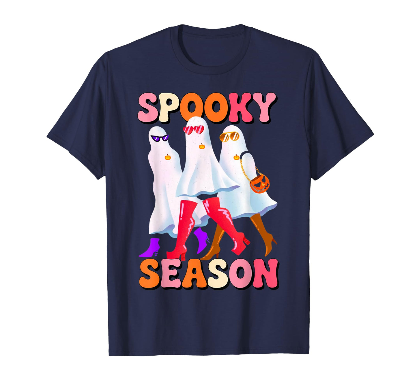 Funny Spooky Season Funny Retro Ghost Women girls Halloween T-Shirt