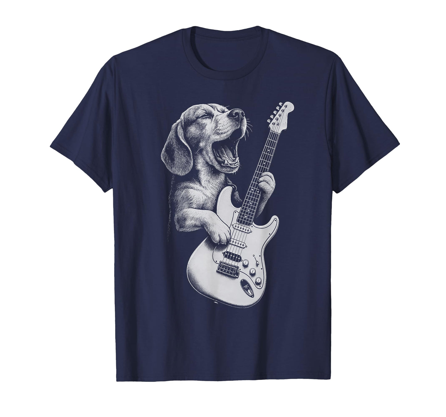 Beagle Playing Guitar Rock Music Dog Lover T-Shirt