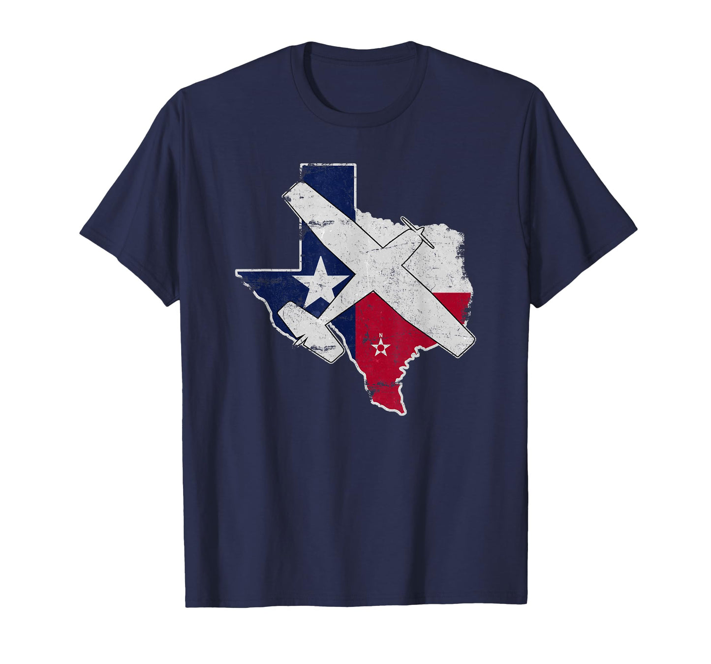 Texas Pilot State Flag C172 Skyhawk Airplane Vintage T-Shirt