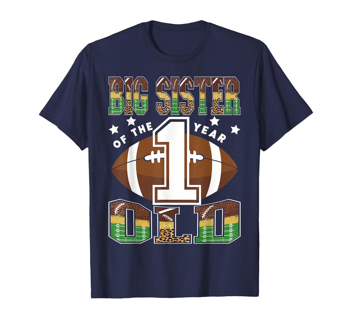Big Sister Of The 1 Year Old Football 1St Year Down Birthday T-Shirt