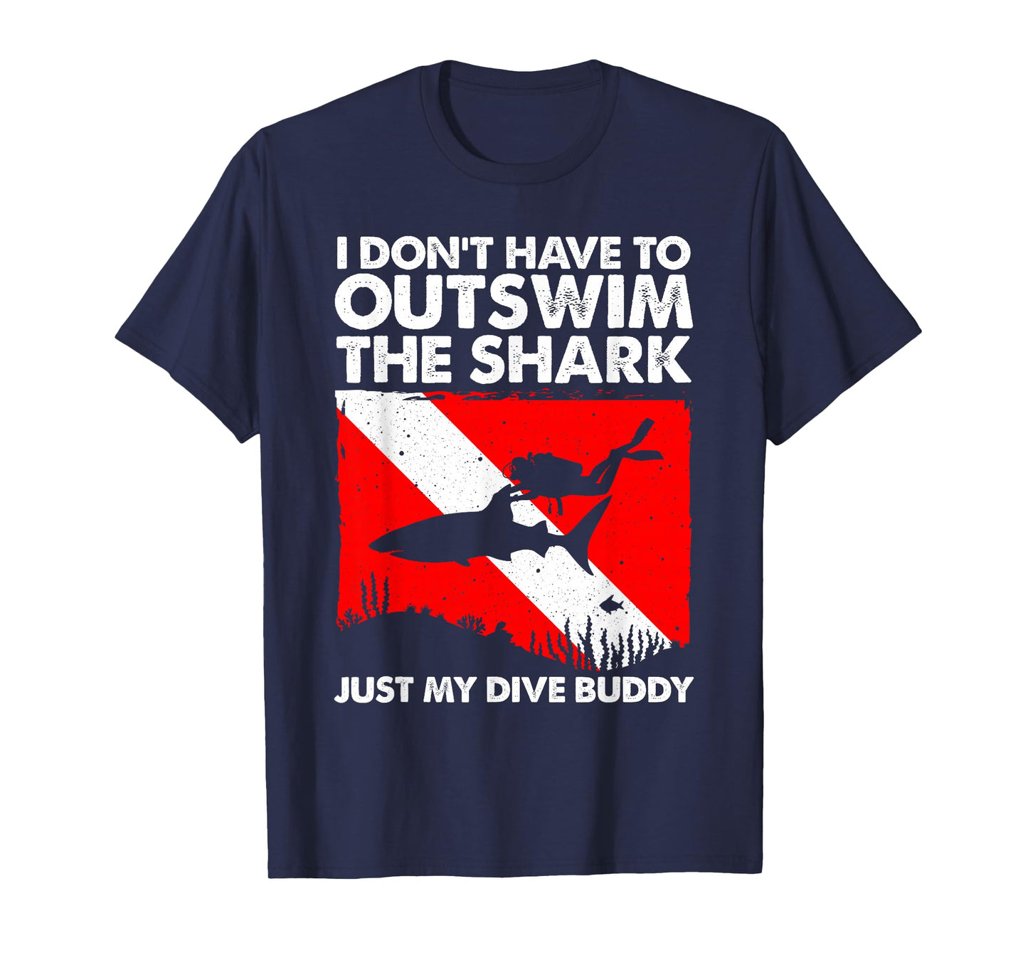 Funny Scuba Diving Design for Men Women Shark Diving Buddy T-Shirt