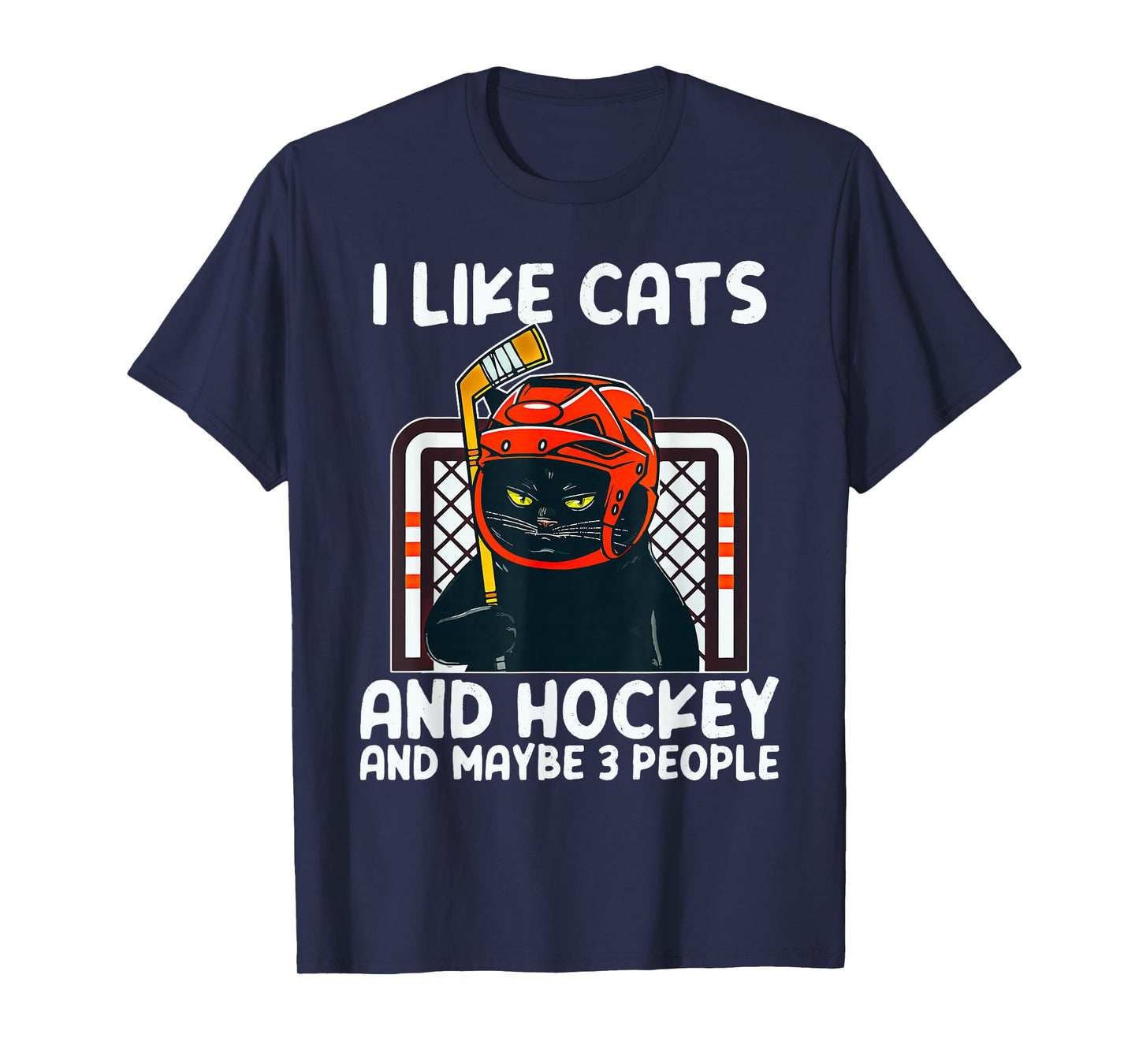 I Like Cats And Hockey And Maybe 3 People Black Catsc T-Shirt