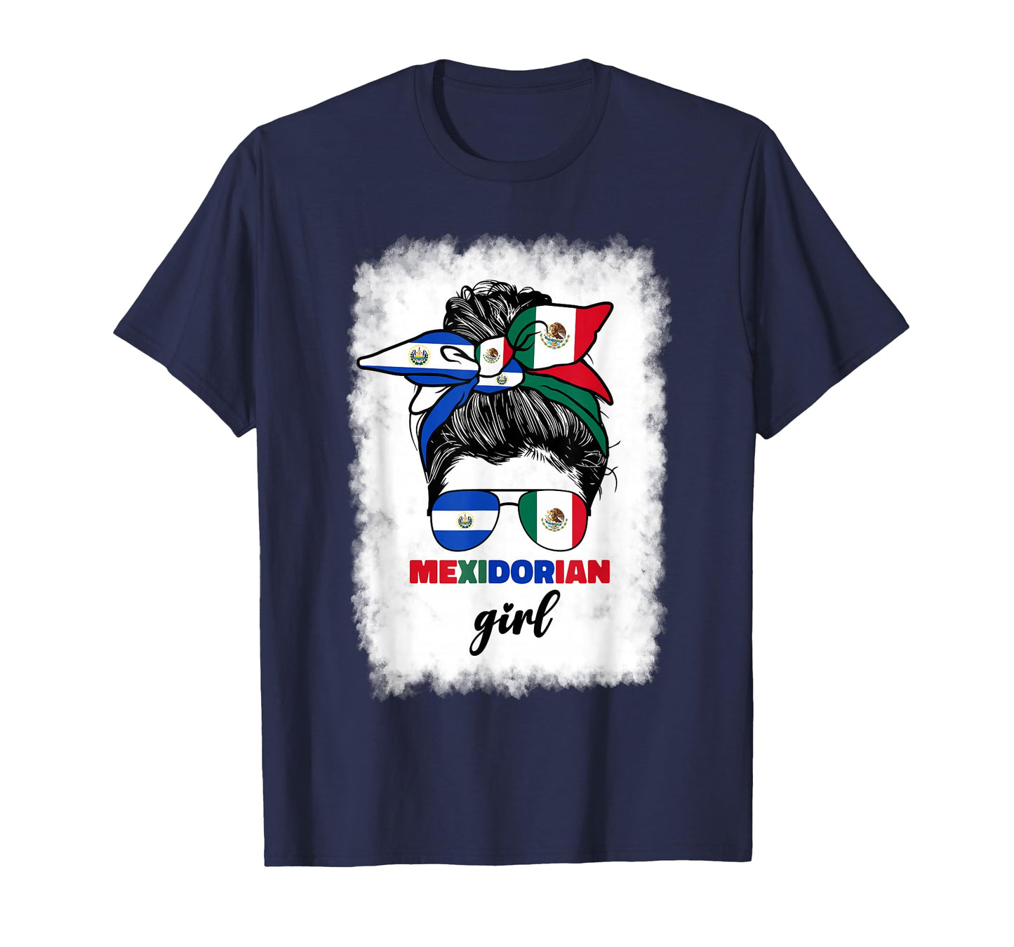 Half Mexican And Salvadorian Mexico El Salvador Flag Girl T-Shirt
