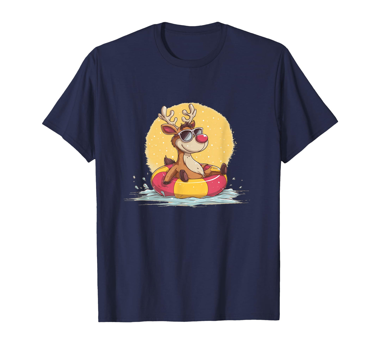 Nice Reindeer with Pool Ring for Fawn and Vacation Lovers T-Shirt