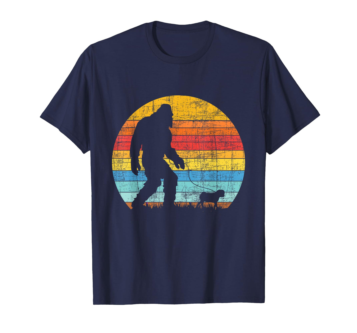 Bigfoot Walking with A Pug - Dog Owner Animal Puppy Trainer T-Shirt