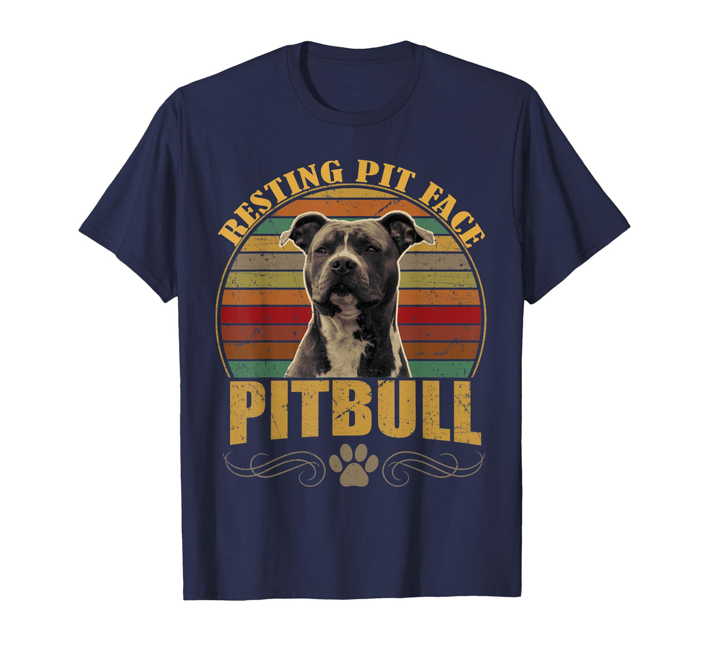 Resting Pit Face Pitbull Dog Owners Vintage Pitbull Dog Gift Men Women Kids T-Shirt
