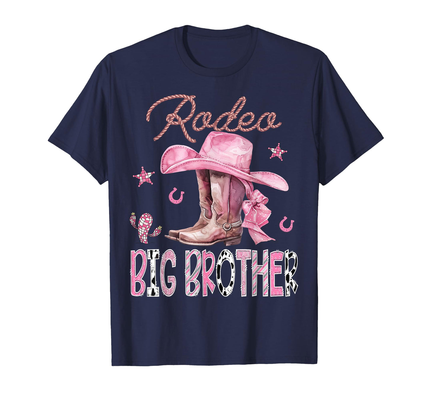 Rodeo Big Brother Pink Boots Coquette CowGirl Birthday Party T-Shirt