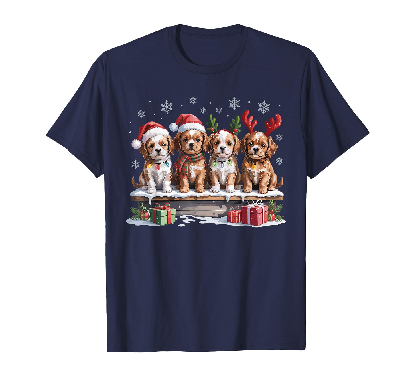 Cute Cavapoo Christmas Puppies Dog Lovers Funny Holiday T-Shirt
