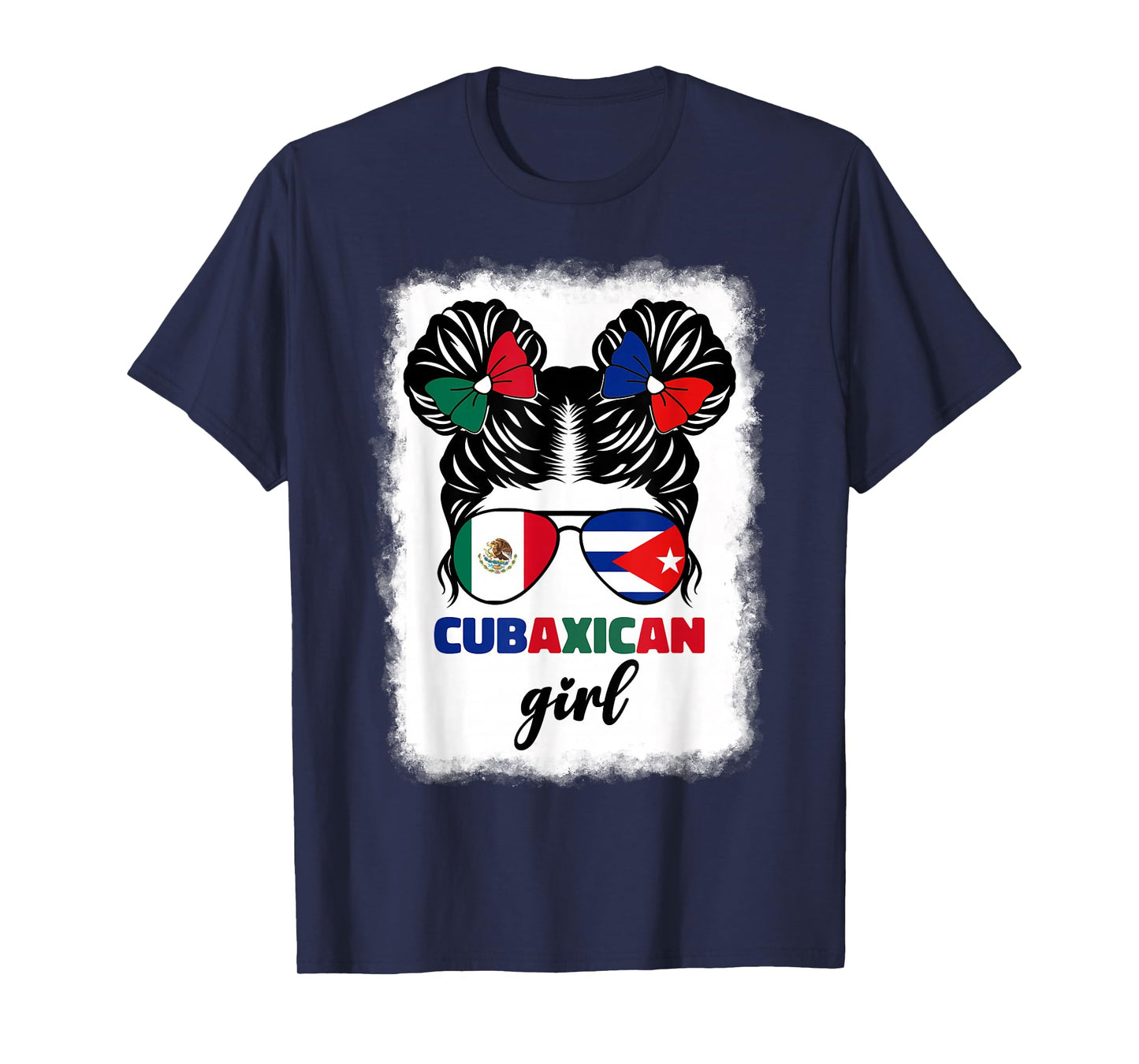 Half Mexican And Half Cuban Mexico Cuba Flag Girl Kids Girls T-Shirt