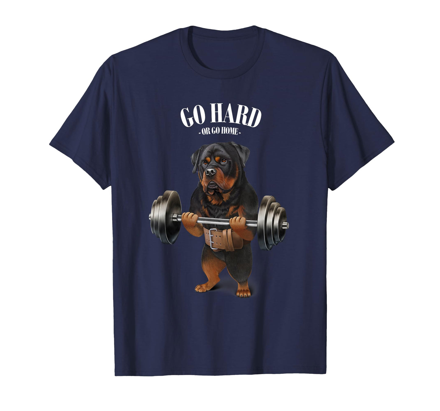Rottweiler Dog Weightlifting in Fitness Gym T-Shirt