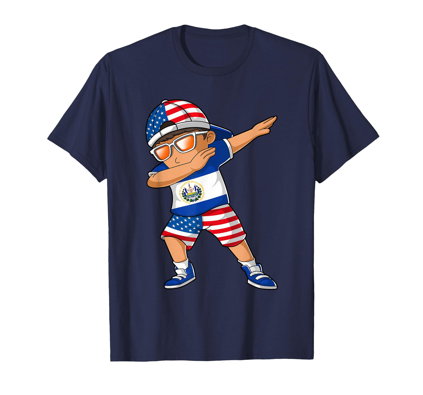 Half American Half Salvadoran Boy Kid El Salvador Flag T-Shirt