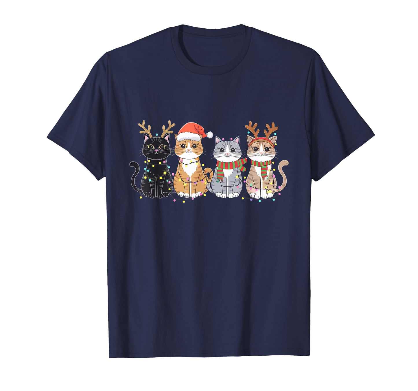 Black Cat Christmas Santa Hat Funny Meowy Cat T-Shirt
