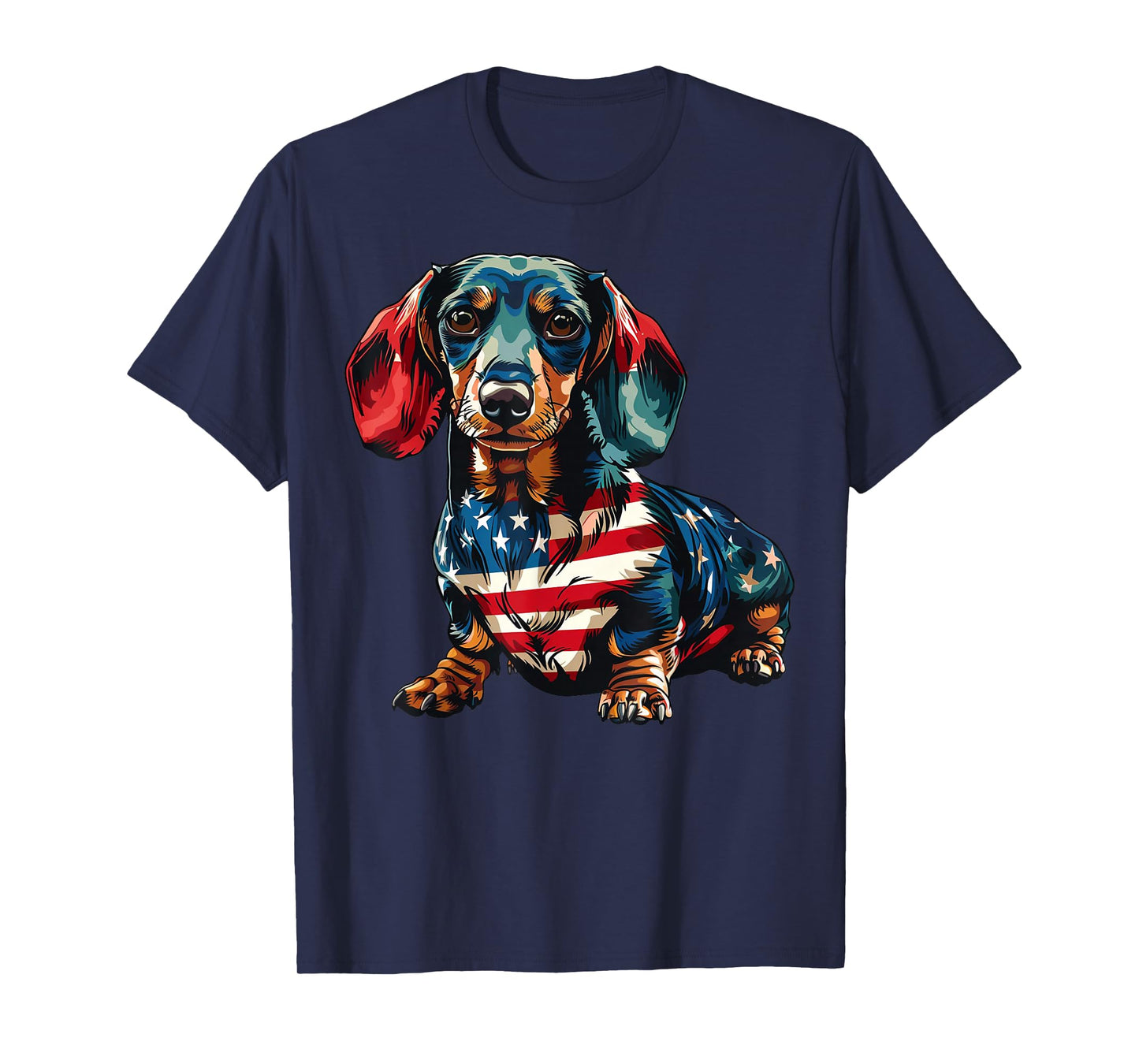 Dachshund Dog 4th of July American Flag Gifts for Men Women T-Shirt