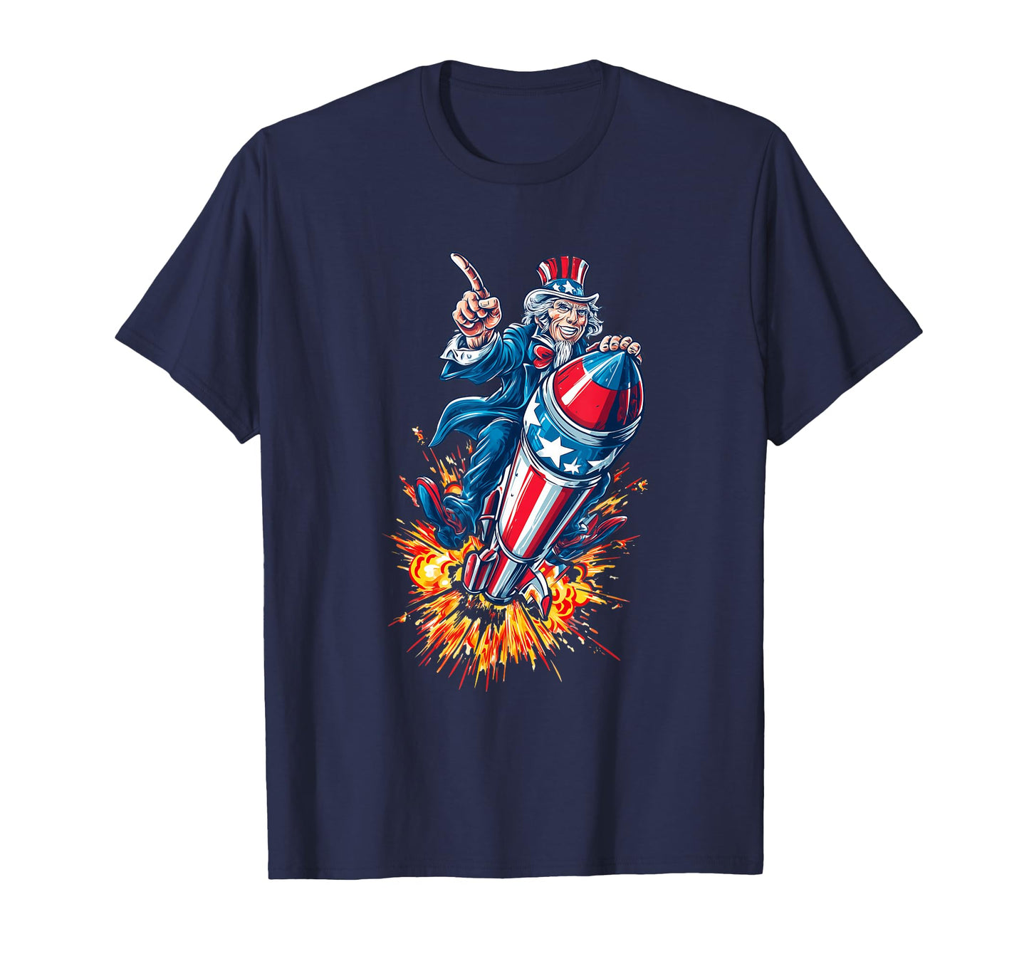 Awesome Uncle America with Firework for US Rockets Lovers T-Shirt