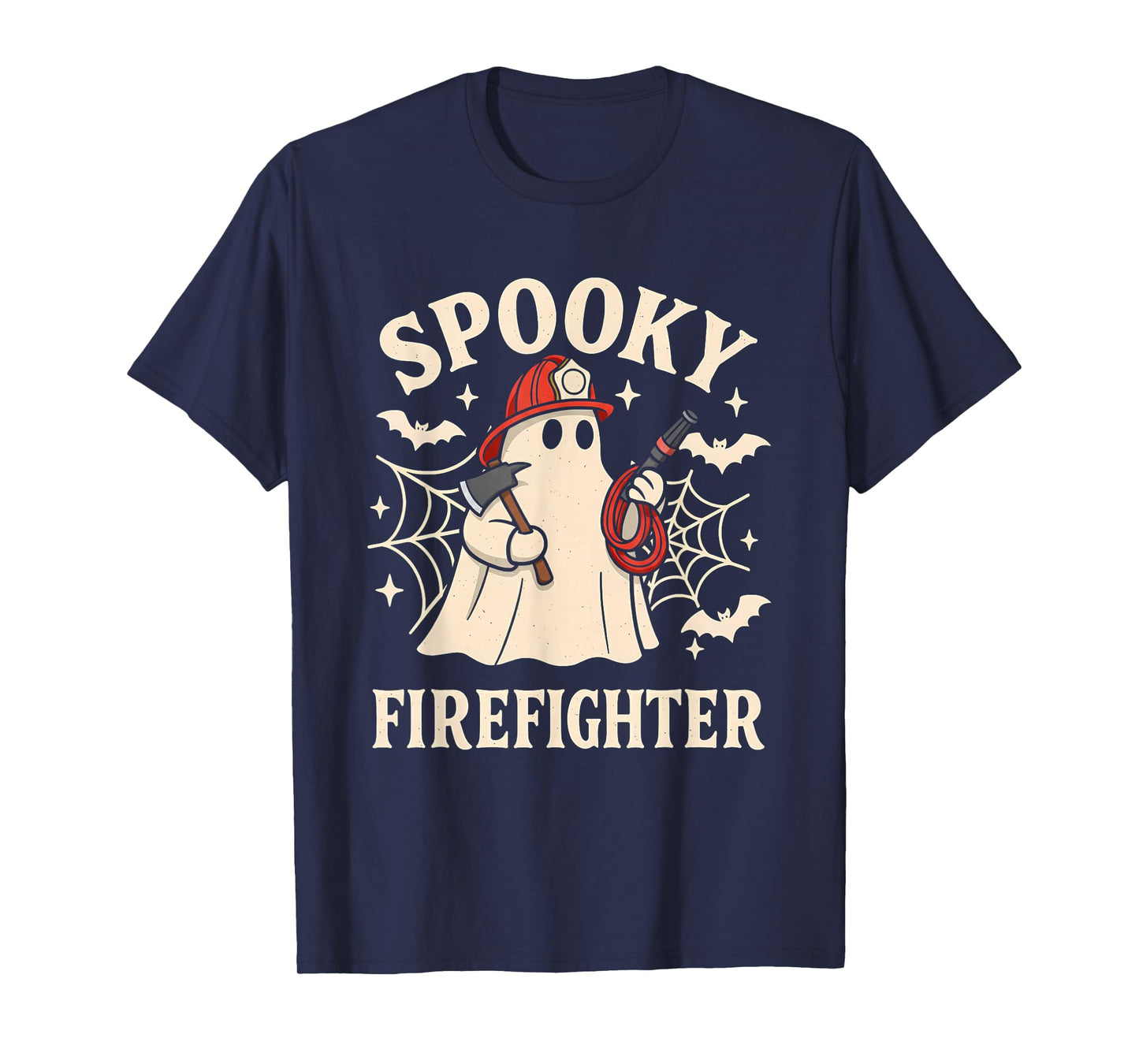 Spooky Firefighter Ghost Funny Halloween Costume Fire Man T-Shirt
