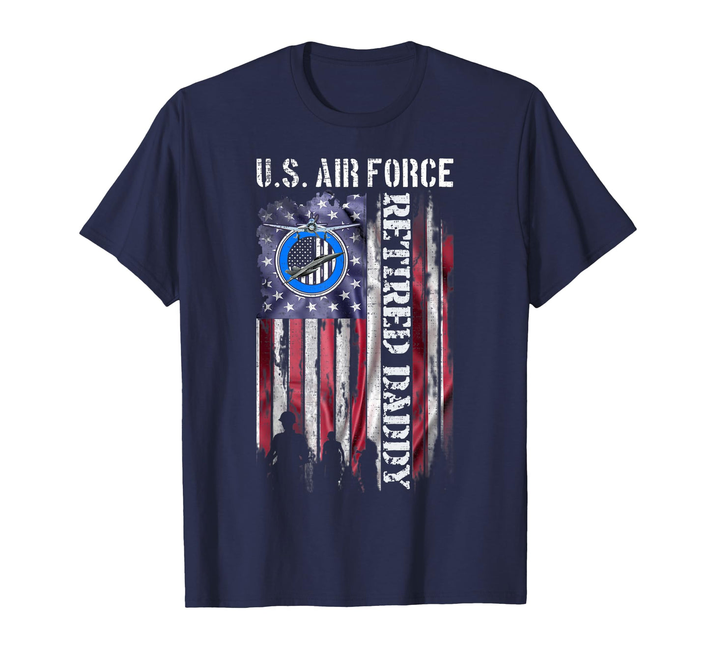 Vintage USA American Flag US Air Force Proud Retired Daddy T-Shirt for Women Men