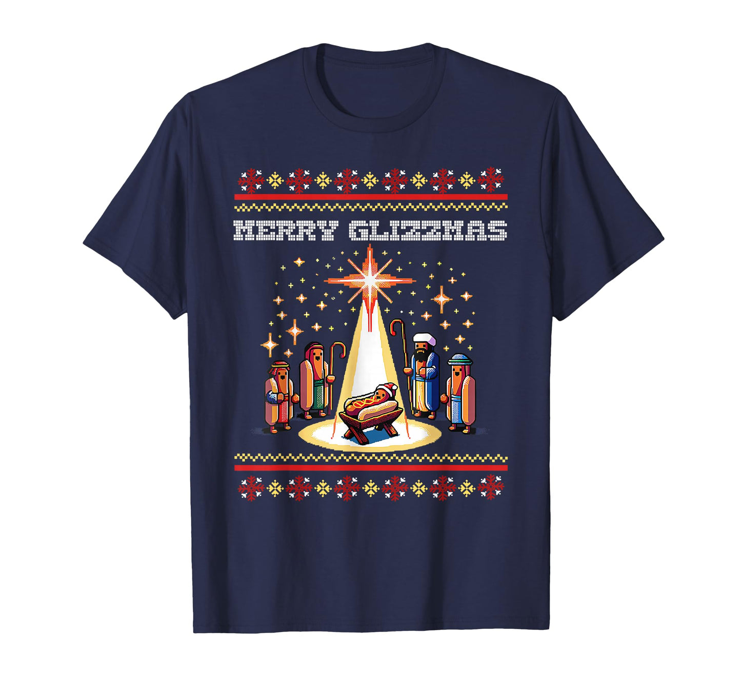 Funny Merry Glizzmas Hot Dogs Family Group Ugly Christmas T-Shirt
