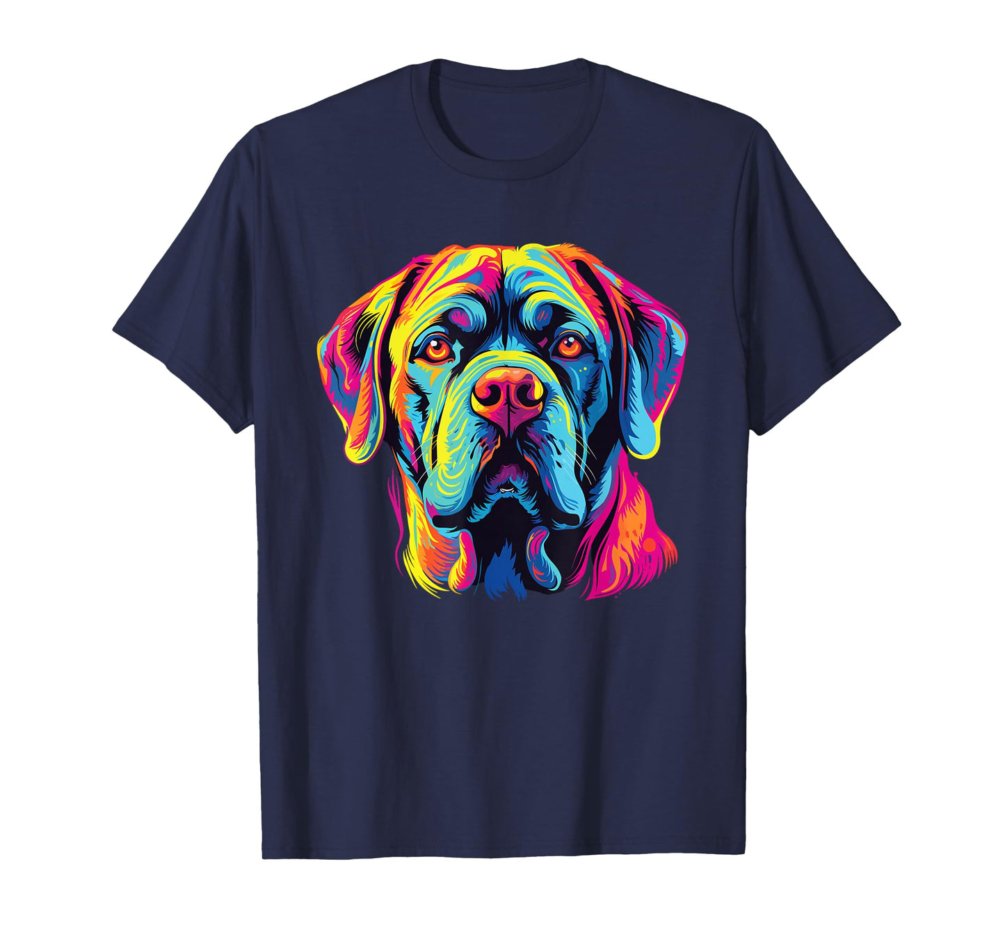 Retro Mastiff Dog Tees Unisex-Adults Kids Multicolor Watercolor Artistic Modern Dog-Themed T-Shirt Small