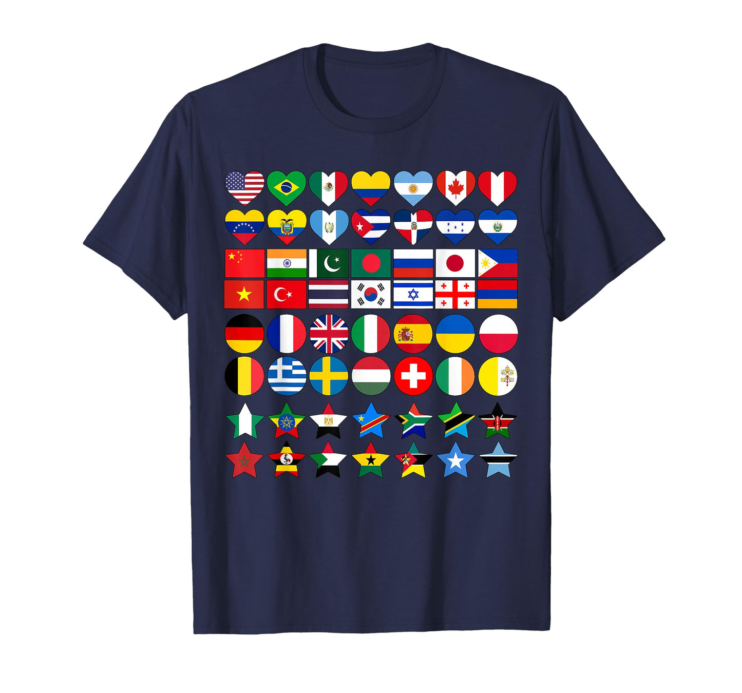 Flags of Countries of the Worlds in Geometric Shapes T-Shirt
