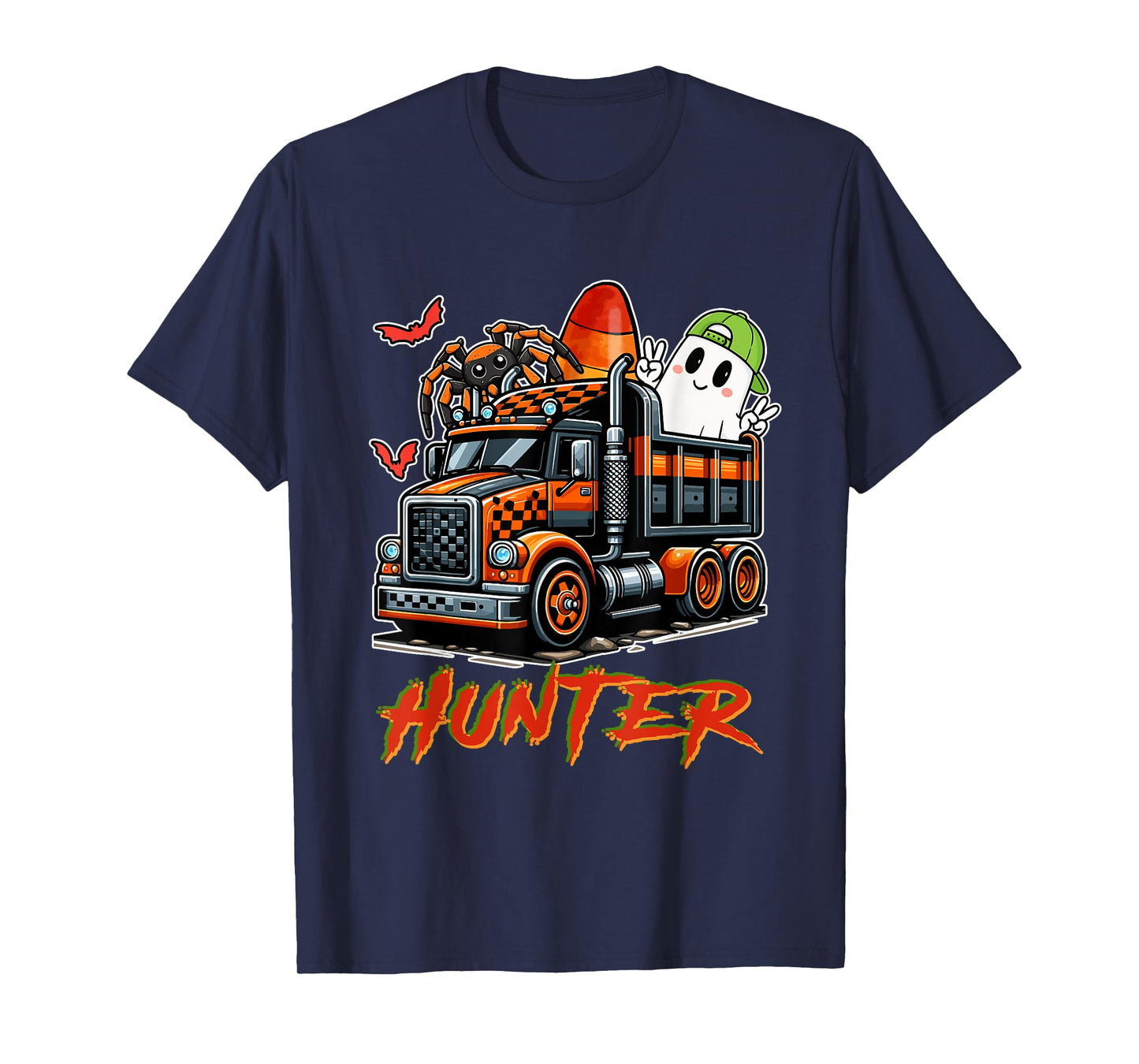 Hunter Costume Halloween Spider Cute Boo Ghost On Truck T-Shirt