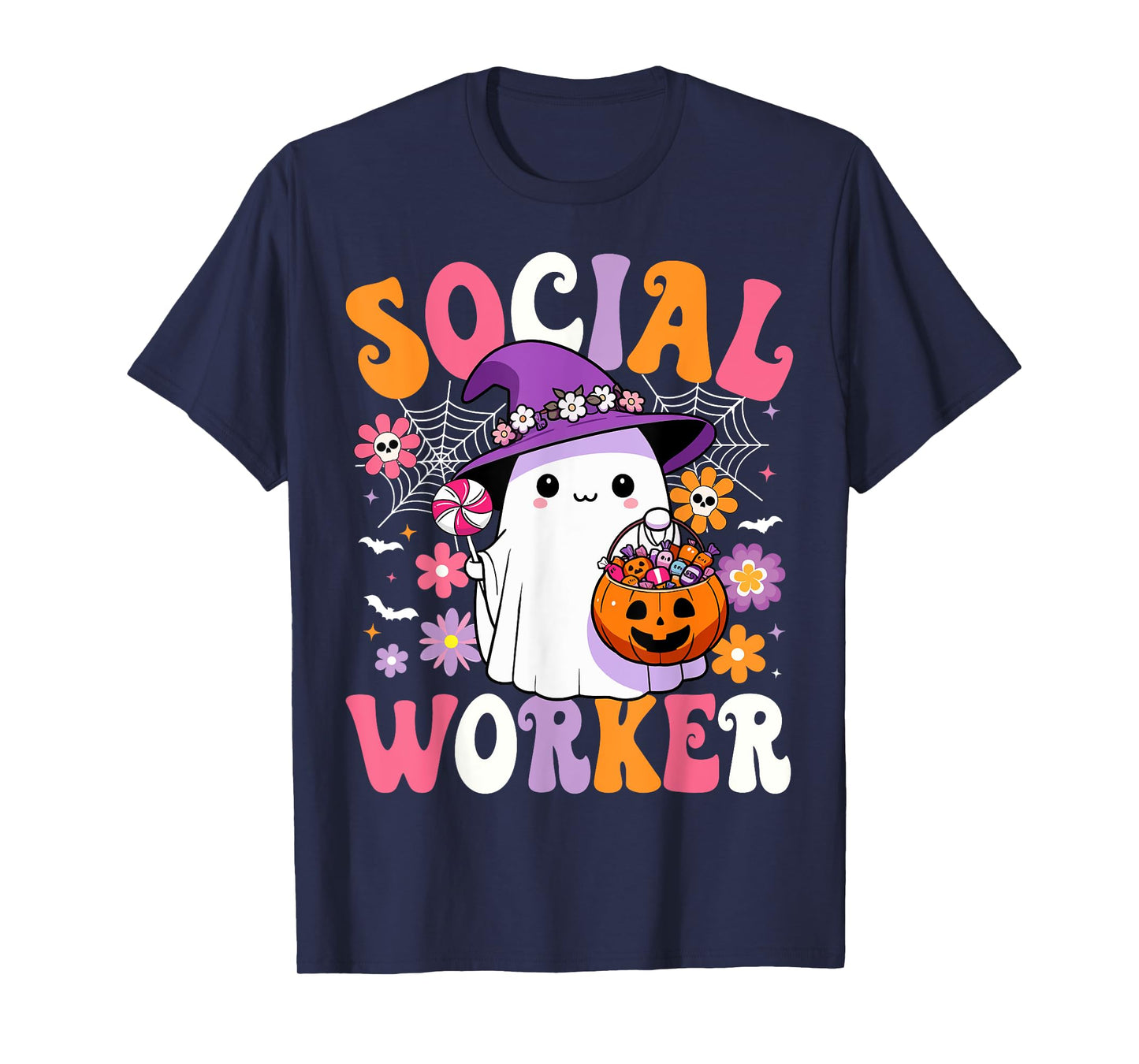 Halloween Social Worker Ghost Cute Social Worker Halloween T-Shirt