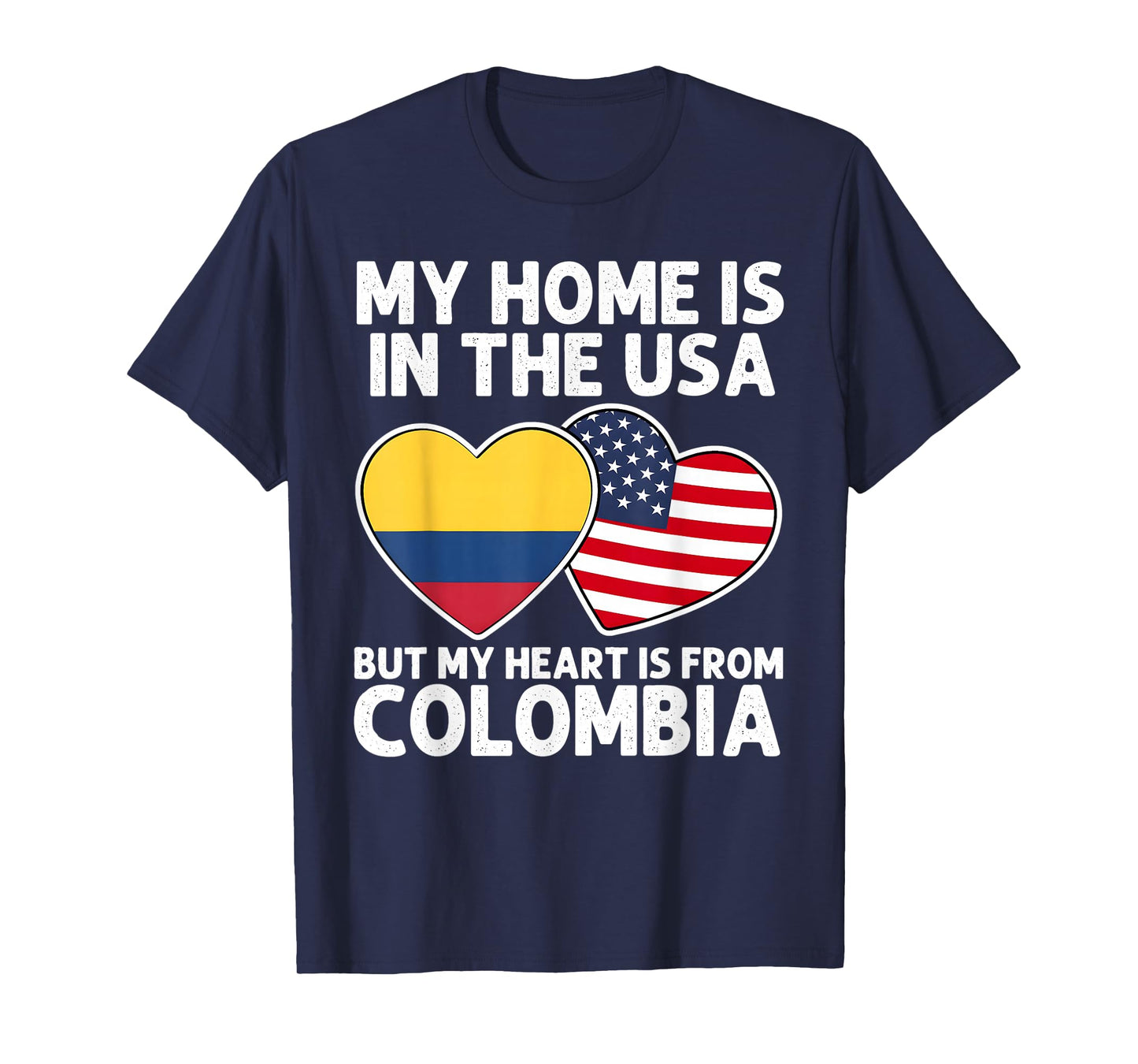 My Home USA My Heart Colombia Colombian American Pride Flag T-Shirt