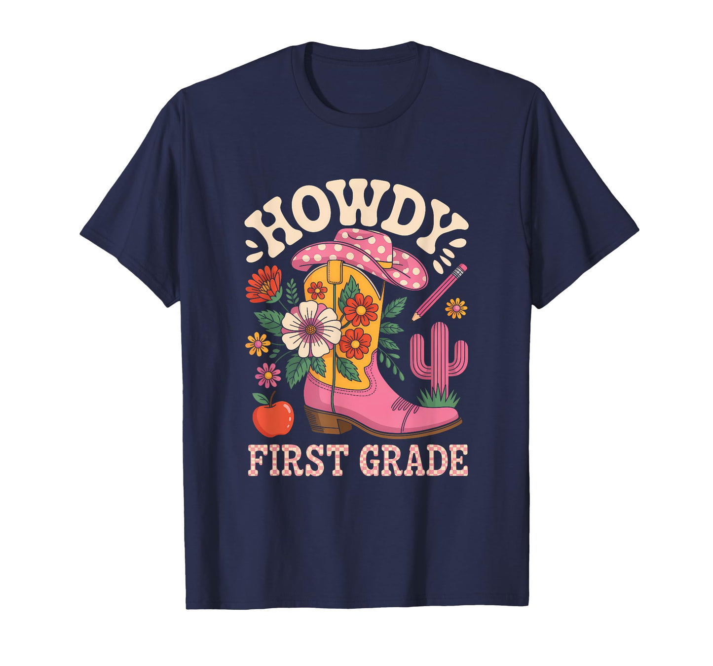 Howdy First Grade Western Cowgirl Back to School Teacher T-Shirt