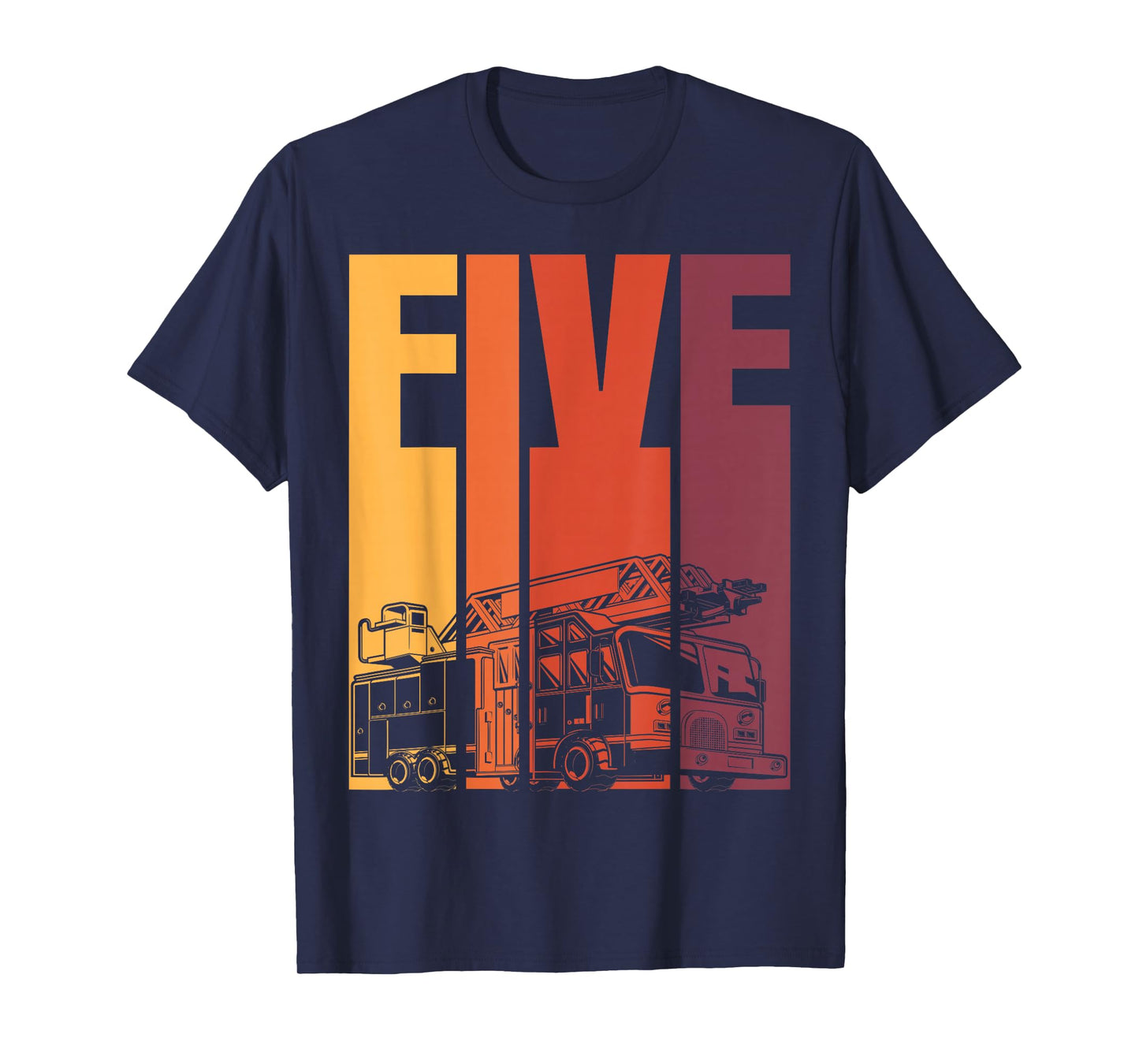 5 Year Old Firefighter Kids Fire Truck 5th Birthday Boy T-Shirt