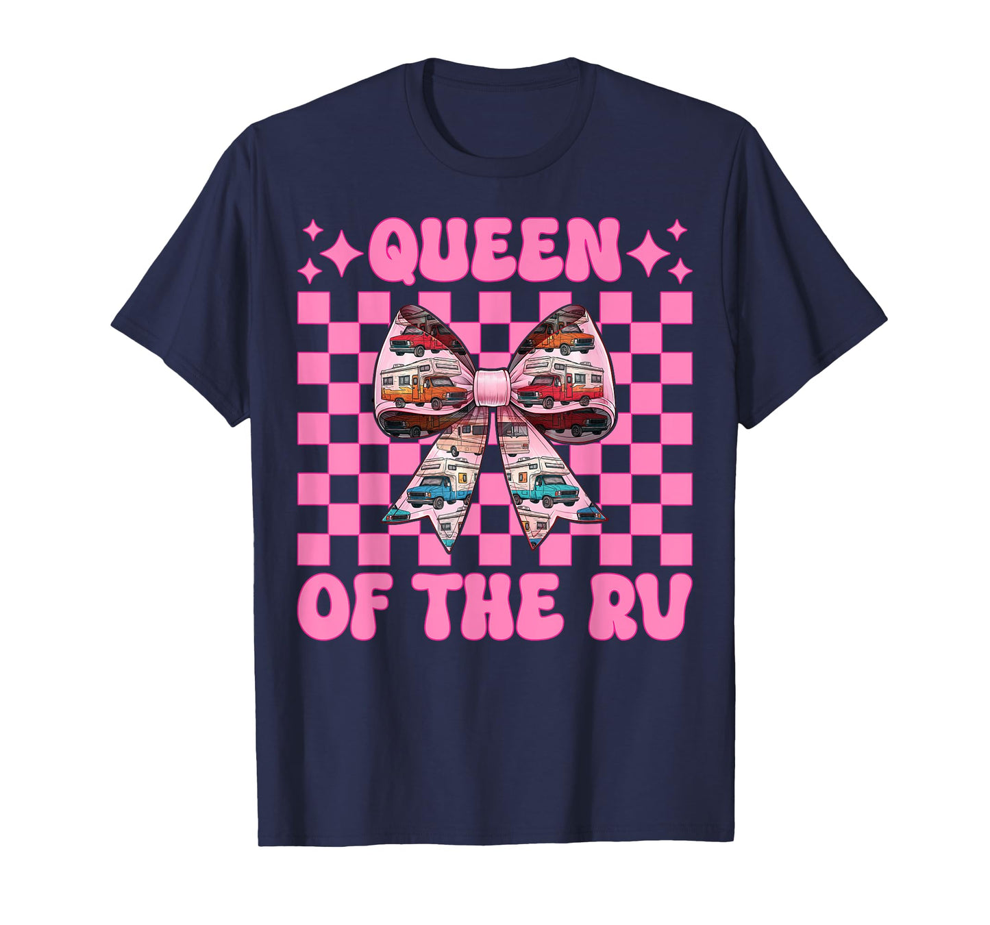 Queen of The Rv Camping Camper Motorhome Girl Mom Coquette T-Shirt