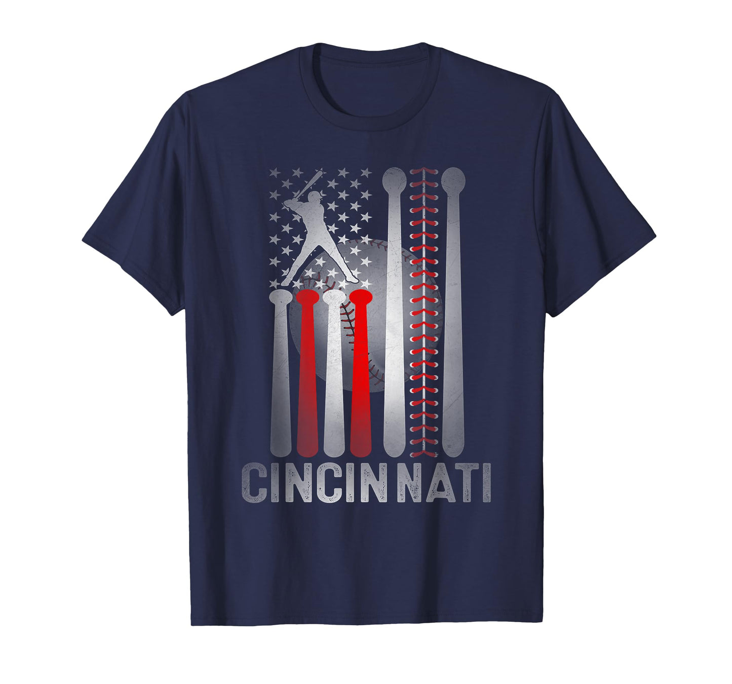 Cincinnati Retro Baseball Lover US Flag Met at Game Day Boys T-Shirt